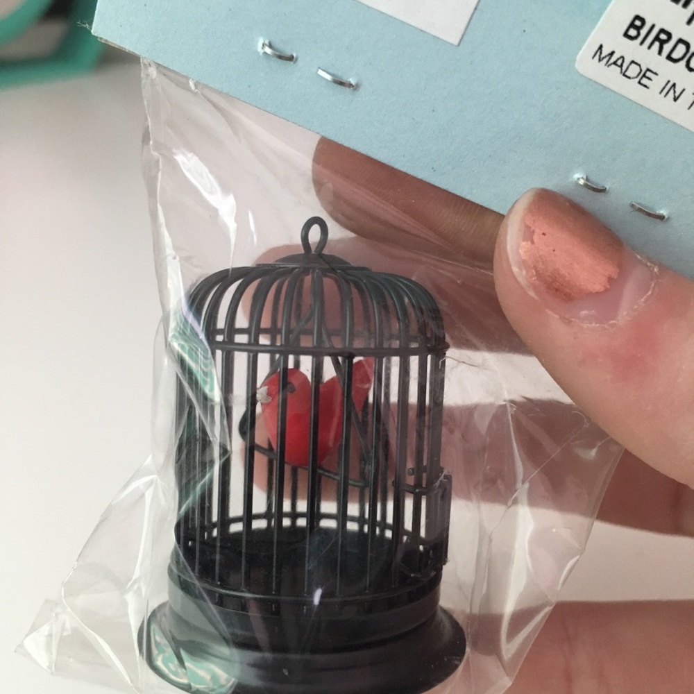 Miniature bird cage charm